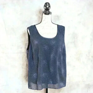 Women's Dana Kay Size 18W navy blue pinwheel/sparkle design camisole